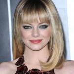 Frisuren Emma Stone Mittellang Blond kurzer Pony