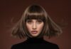 Glossy Bob Frisuren Pony Kurz Braun